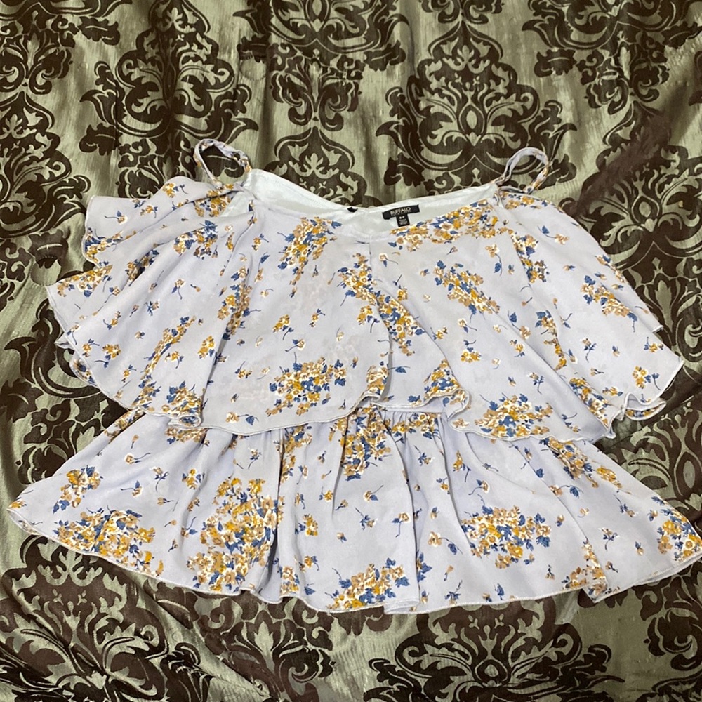 Blue and yellow floral tank blouse